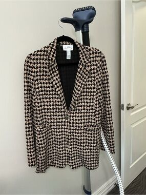 Joseph Ribkoff Black and Beige Houndstooth Blazer